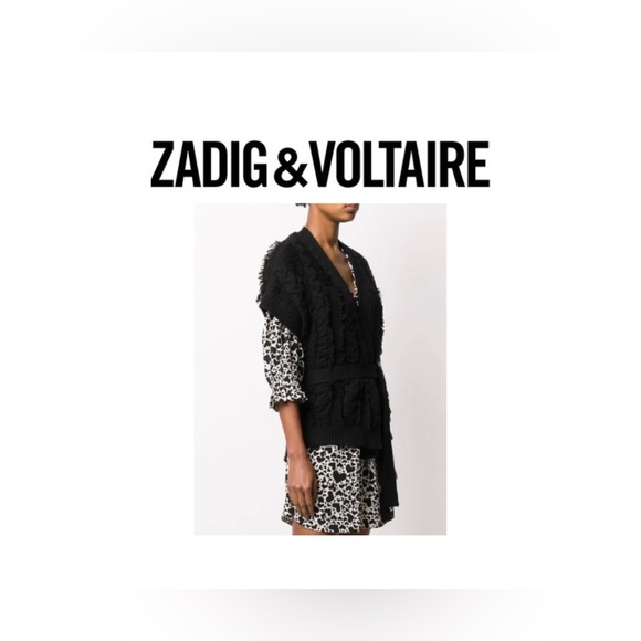 Zadig & Voltaire Corry Cows Cable Short Sleeve Cardigan M/L - Picture 1 of 7
